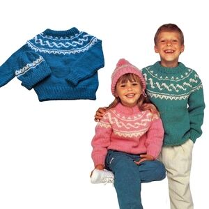 Child's Fair Isle Crewneck Pullover With Matching Toque - Acrylic - New